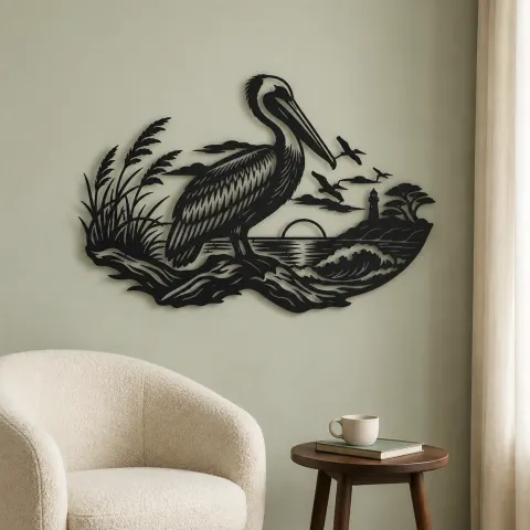 Vue alternative de Pelican Coastline Metal Wall Art | Coastal and Nautical Wall Decor