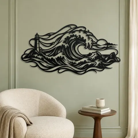 Vue alternative de Storm Wave Crest Metal Wall Art | Coastal and Nautical Wall Decor
