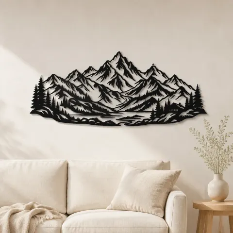 Alpine Crown Metal Wall Art | Nature Silhouette Decor