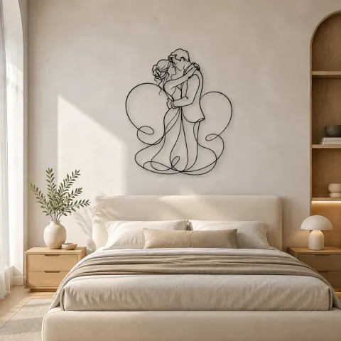 Vue alternative de Décoration murale en métal Couple au Nez Touchant | Décor romantique pour couple