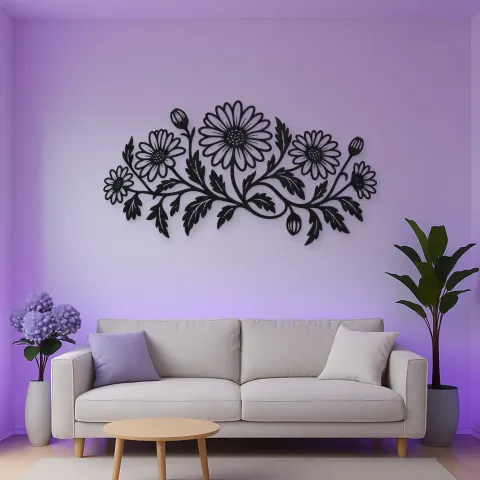 Vue alternative de Daisy Chain Metal Wall Art | Botanical Metal Wall Decor
