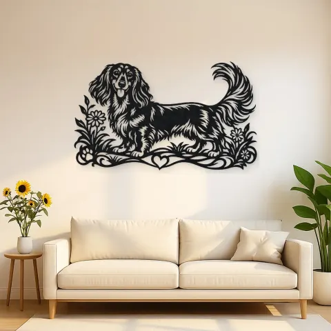 Dachshund Long Line Metal Wall Art | Pet Lover Silhouette Decor