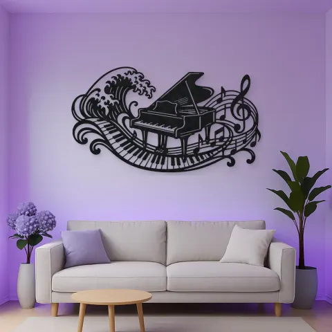 Piano Wave Keys Metal Wall Art | Music Room Wall Decor alternative Ansicht