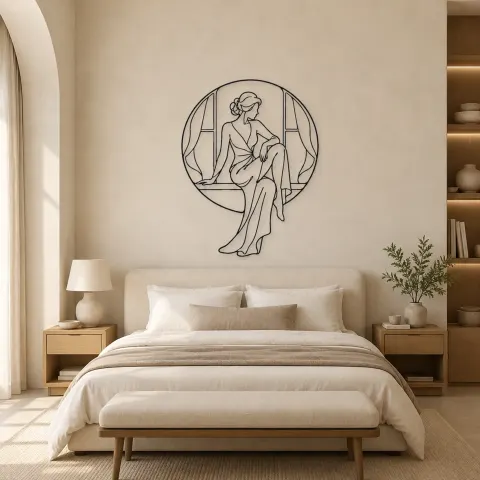 Vue alternative de Décoration murale en métal "Style de Fenêtre Assise" | Décor de Figure de Mode