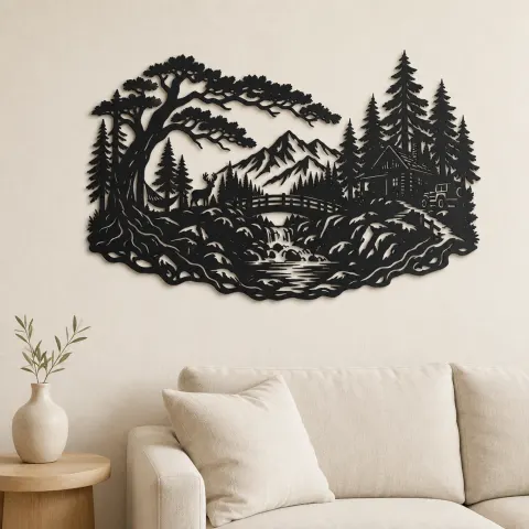 Secret Forest Bridge Metal Wall Art | Travel and City Wall Decor