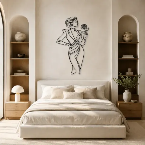 Vue alternative de Décoration murale en métal Muse de Mode avec Rose | Décor Femme Botanique