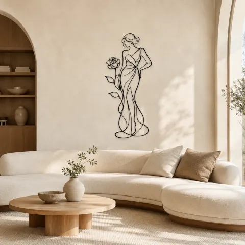 Insegna in Metallo Modello Rosa In Piedi | Decorazione da Parete Botanica Donna