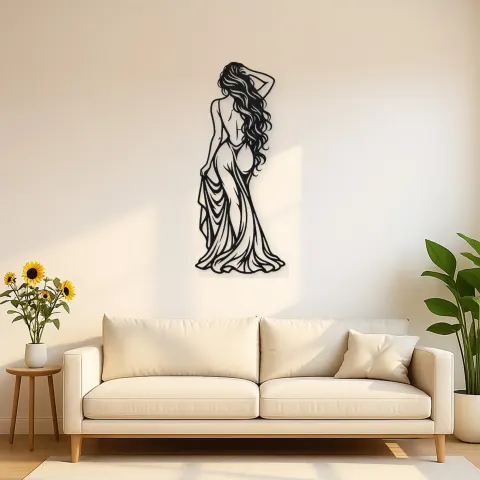 Long Hair Back Pose Metal Wall Art | Movement Silhouette Decor