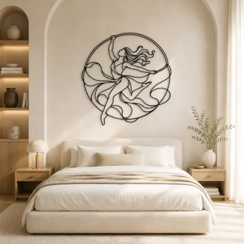 Vue alternative de Décoration murale en métal Hoop Dance Flow | Décor mural silhouette de danse