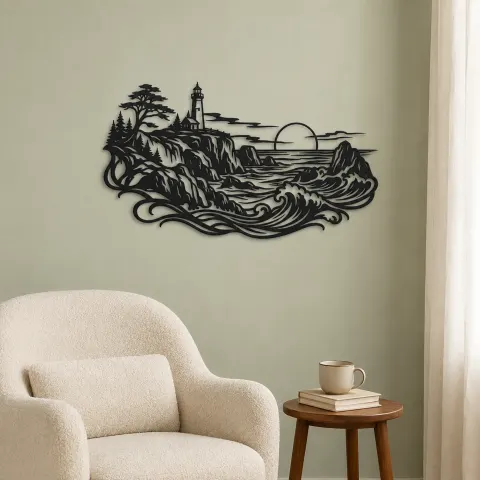 Vue alternative de Rocky Coastal Cliffs Metal Wall Art | Coastal and Nautical Wall Decor