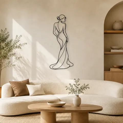 Décoration murale en métal Minimal Back Curve | Décor mural féminin