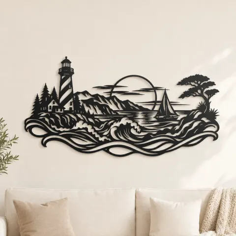 Lighthouse Coastline Metal Wall Art | Coastal and Nautical Wall Decor