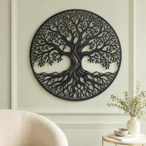 Vue alternative de Infinite Roots Tree Metal Wall Art | Botanical Metal Wall Decor