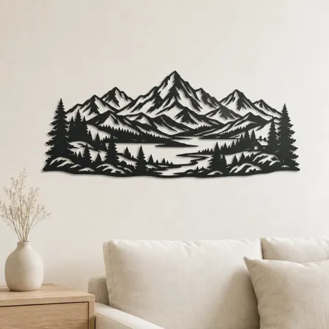 Snowcap Serenity Metal Wall Art | Modern Abstract Metal Decor