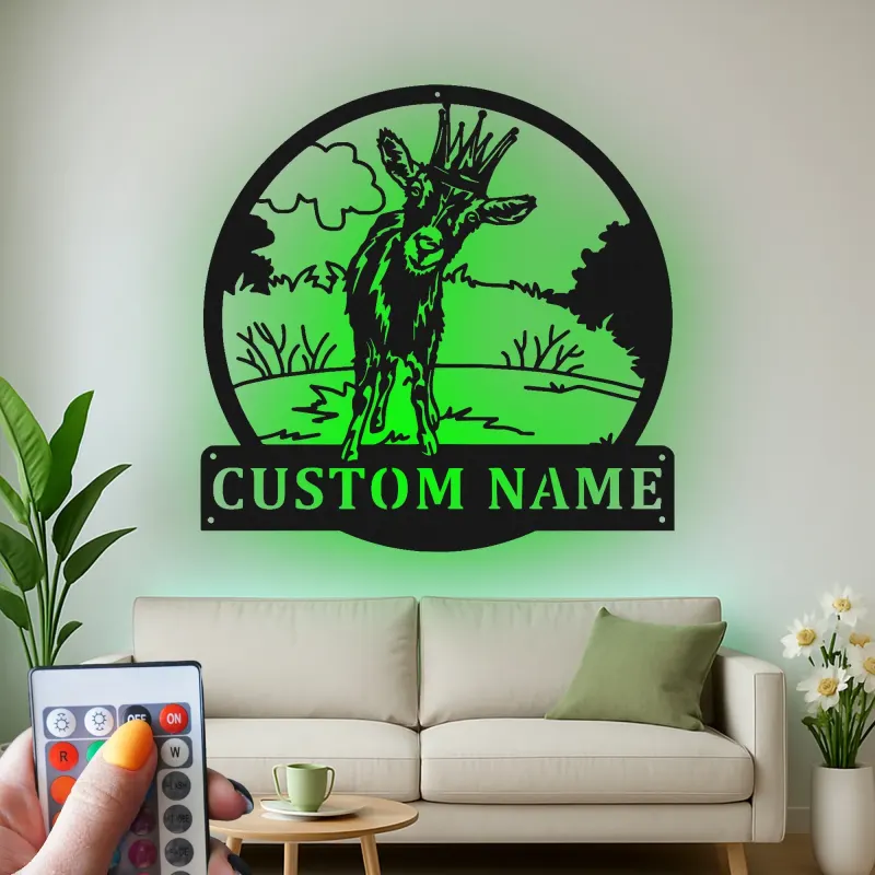Custom Goat LED Sign | Personalized Metal Wall Art | Modern Farmhouse Decor & Gift for Animal Lovers | Barn & Nursery Accent
