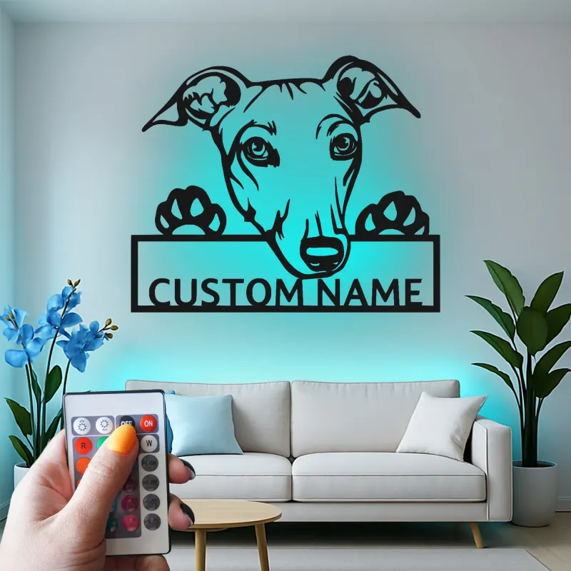 Cartel LED de perro personalizado | Cartel de nombre de mascota personalizado | Decoración iluminada conmemorativa | Regalo premium para amantes de los perros