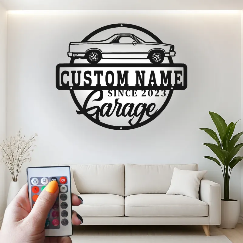 Insegna in metallo personalizzata con nome per auto muscolosa con luce LED regalo personalizzato per appassionati di auto decorazione garage