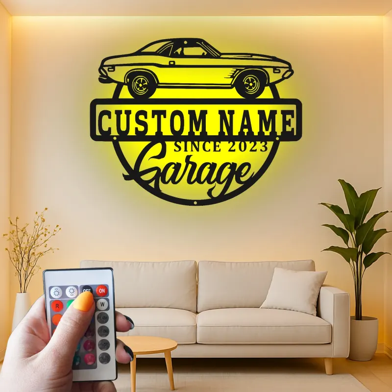 Cartel de metal LED de coche deportivo personalizado regalo para entusiastas de coches decoración de garaje