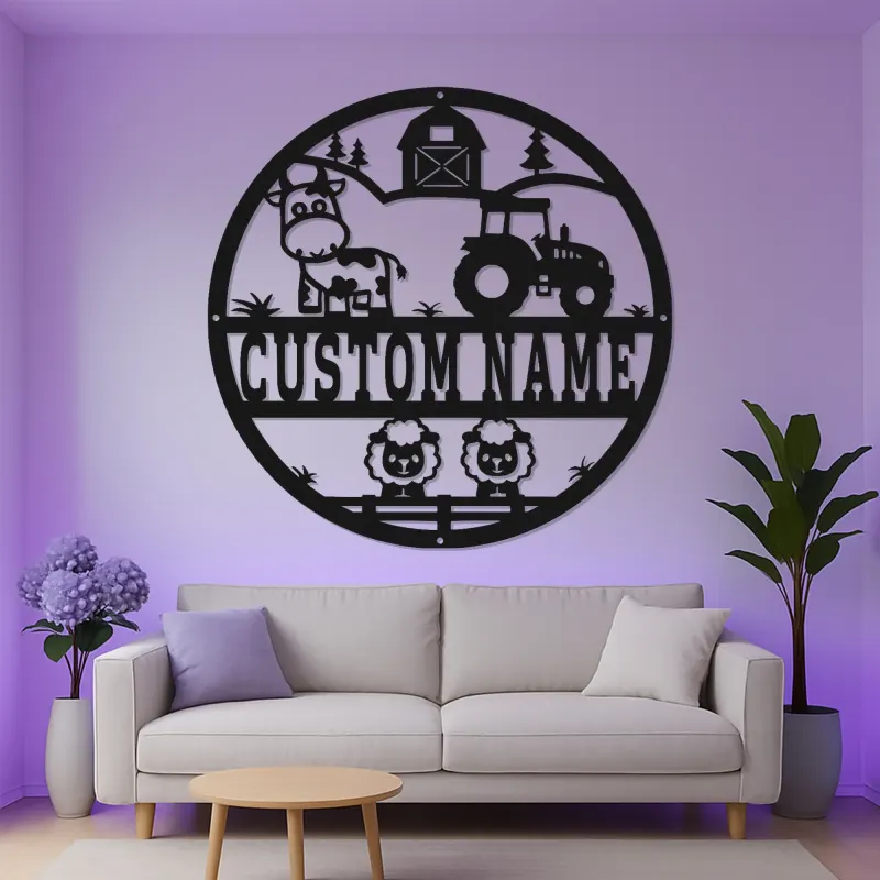 Panneau de Tracteur de Ferme Personnalisé | Décoration Murale LED | Décor de Nursery et Cadeau Unique pour Agriculteur