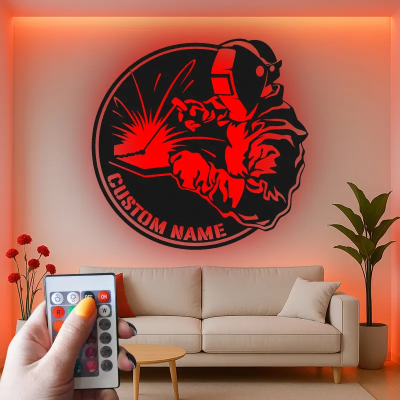 Cartel de metal LED personalizado para soldadores, regalo para decoraciones de garaje o taller