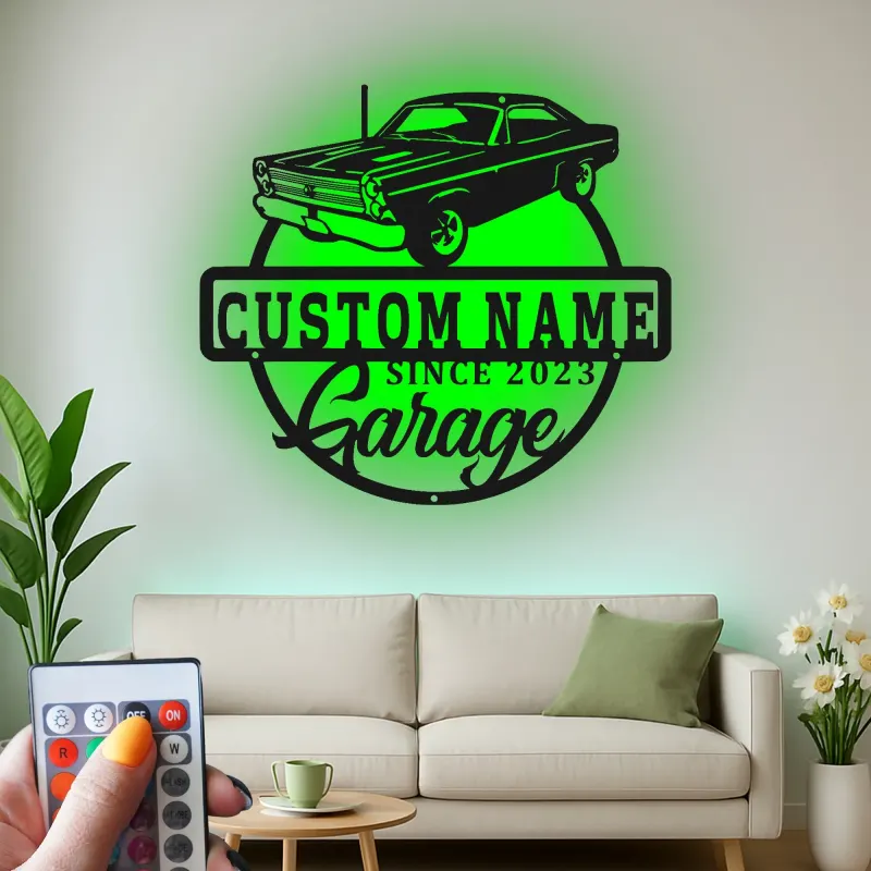 Custom Classic Car Led Light Metal Wall Art Personalized Garage Gift for Him Man Cave Decor 4