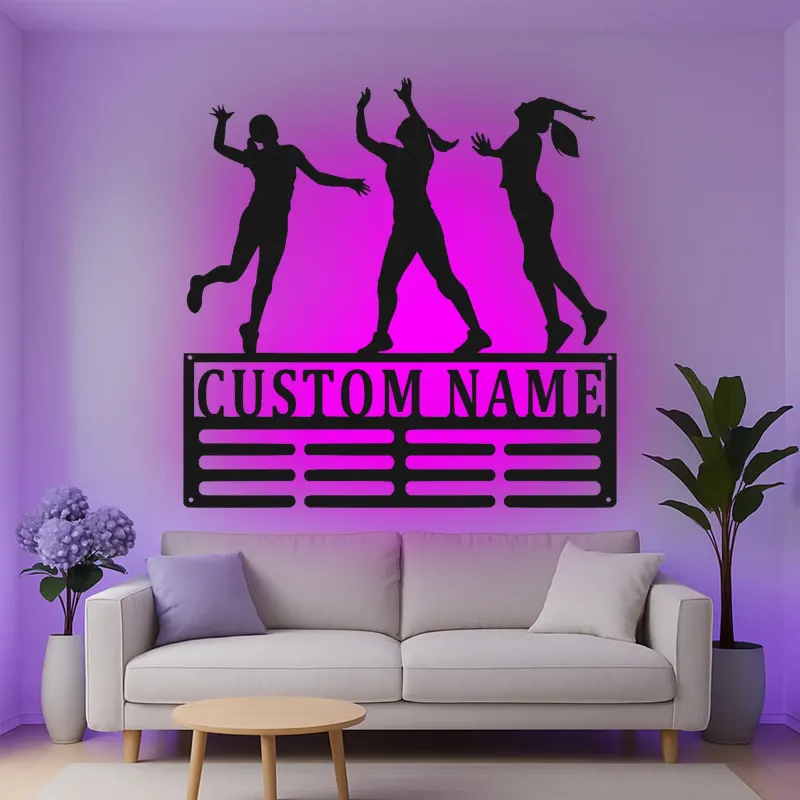 Insegna in metallo LED a silhouette di cheerleader personalizzata regalo per squadra di cheer decorazione camera teen