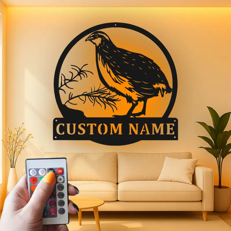 Custom California Quail Metal Sign | LED Backlit Wildlife Wall Art | Personalized Hunter Decor | Rustic Lodge Gift
