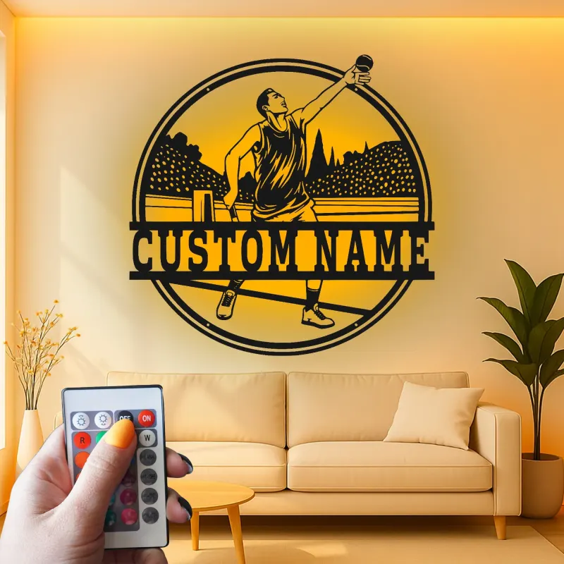 Custom Tennis Player LED Metal Wall Art | Personalized Name Sign | Athlete Bedroom Decor | Premium Sports Gift