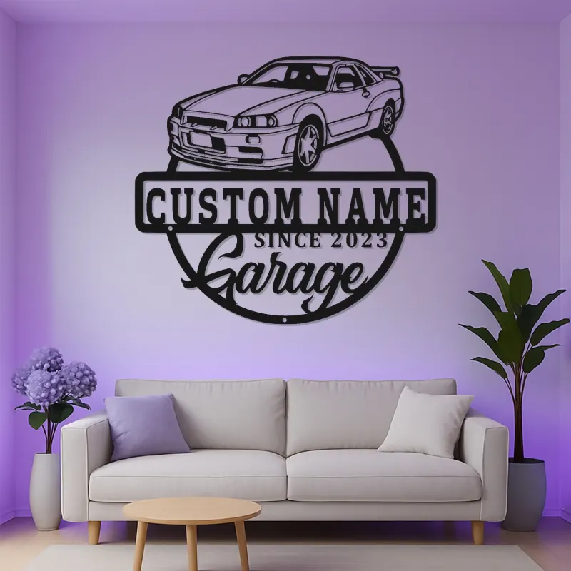 Custom LED Garage Sign | Personalized Metal Car Wall Art | Automotive Man Cave Decor | Unique Gift for Car Enthusiast