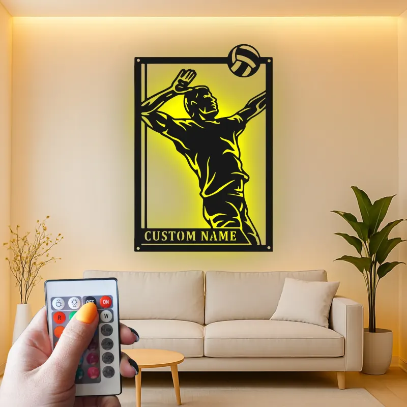 Insegna in metallo personalizzata con luce LED per giocatore di pallavolo - Regalo sportivo personalizzato per atleti, decorazione per sala giochi