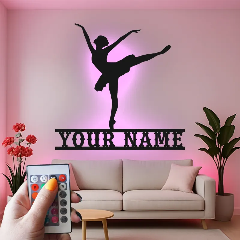 Insegna in metallo LED ballerina personalizzata, regalo per ballerini, decorazione per studio di danza o camera da letto