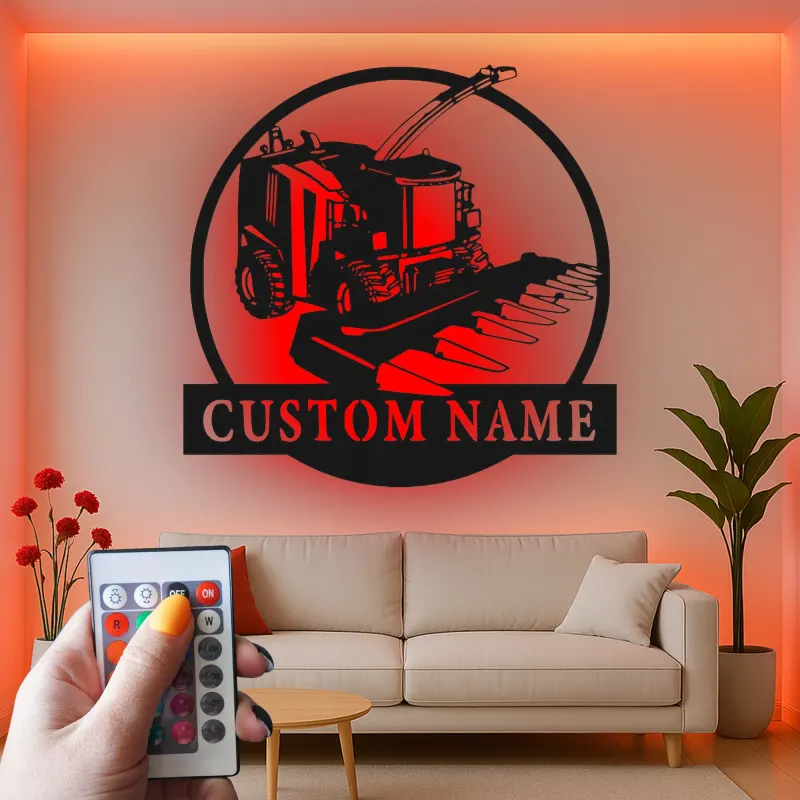 Custom Tractor Metal Sign with LED | Personalized Farmer Gift | Farmhouse Agriculture Wall Decor