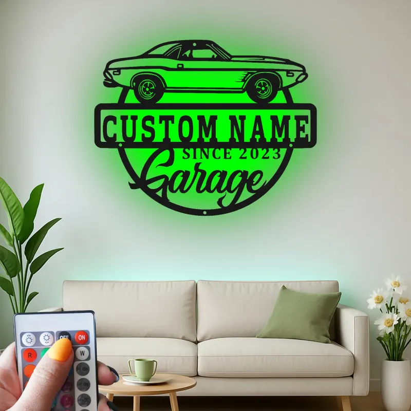 Cartel de metal LED de coche deportivo personalizado regalo para entusiastas de coches decoración de garaje