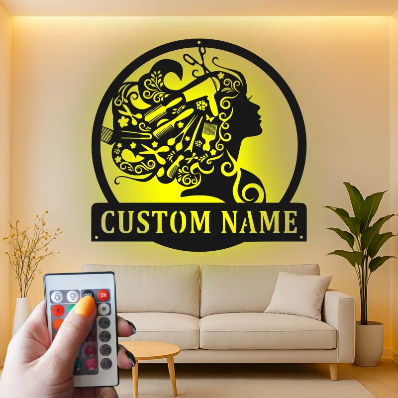 Hair Stylist LED Sign | Custom Metal Salon Decor | Personalized Barber Shop Wall Art | Beauty Studio Gift