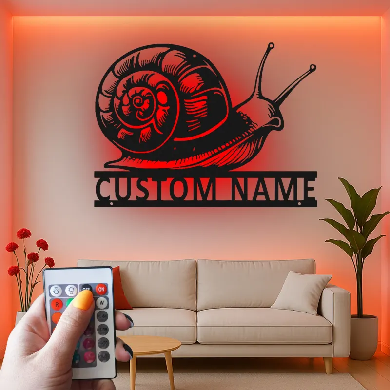 Custom Snail LED Metal Sign | Personalized Gardener Gift | Realistic Patio Wall Art | Outdoor Nature Decor