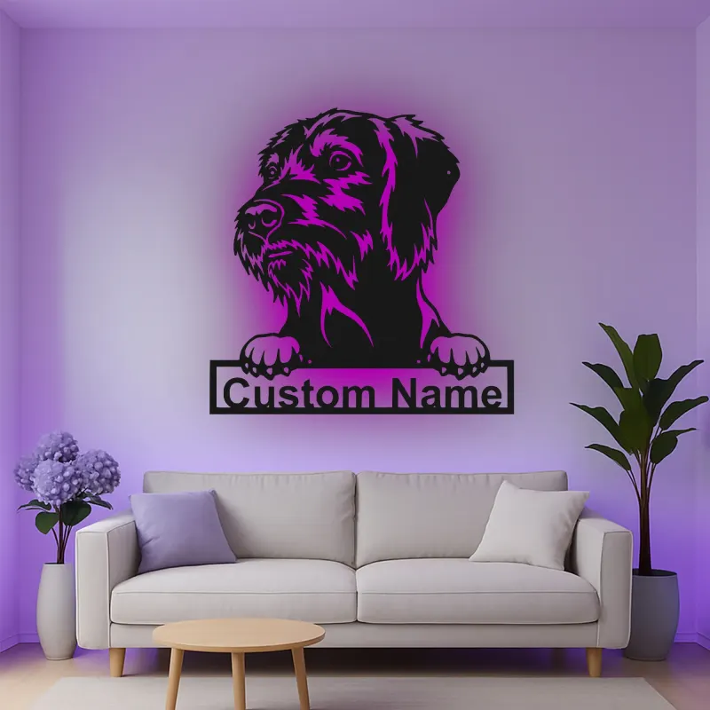 Cartel de metal LED personalizado para perros, regalo para dueños de mascotas, decoración para la sala de estar para amantes de los perros 2