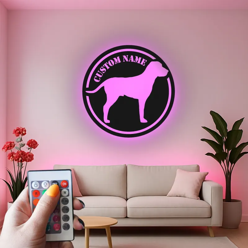 Personalisierte Labrador Retriever LED-beleuchtete Metall-Wandkunst – Geschenk für Hundeliebhaber