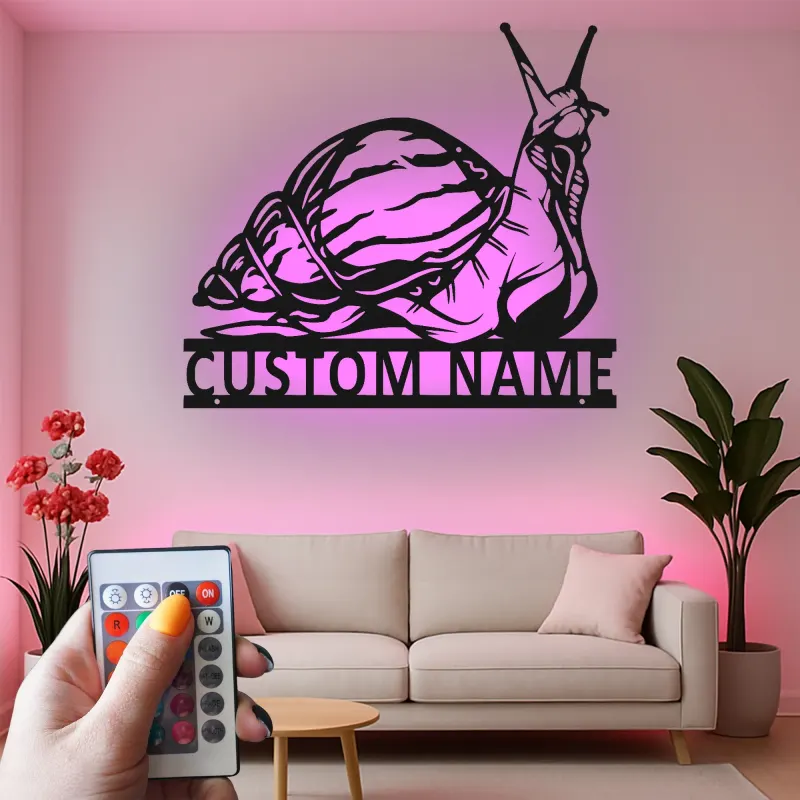 Custom Snail Metal Wall Art | LED Backlit Garden Sign | Personalized Patio Decor | Nature Lover Gift