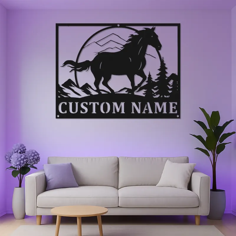 Custom Horse Metal Sign | Personalized Equestrian LED Art | Barn Decor & Ranch Signage | Horse Lover Gift