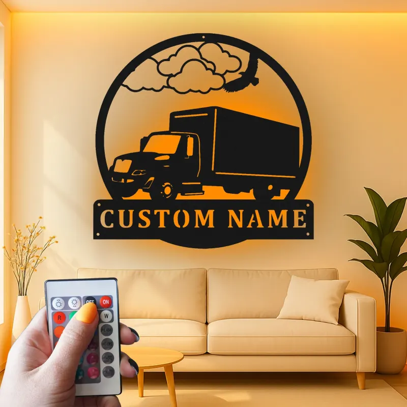 Insegna in metallo LED personalizzata per camion, regalo per camionisti, decorazione per garage per appassionati di camion 1