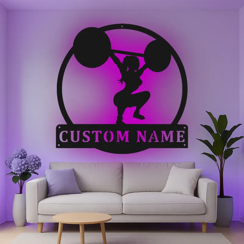 Insegna in metallo LED personalizzata per sollevatori di pesi, regalo decorativo per palestra domestica, insegna da palestra