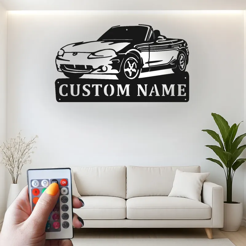 Insegna in metallo LED personalizzata per auto cabriolet, regalo per appassionati di auto, decorazione per garage o stanza degli uomini