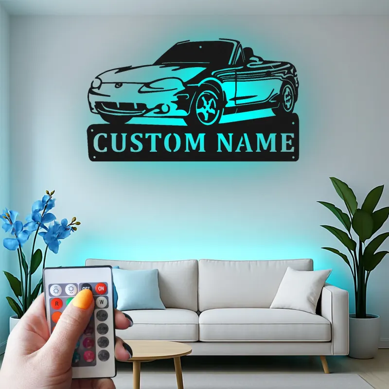Insegna in metallo LED personalizzata per auto cabriolet, regalo per appassionati di auto, decorazione per garage o stanza degli uomini