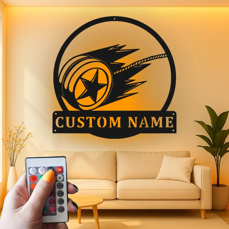 Custom Yo-Yo Led Light Metal Wall Art Personalized Gift for Toy Enthusiasts Game Room Decor