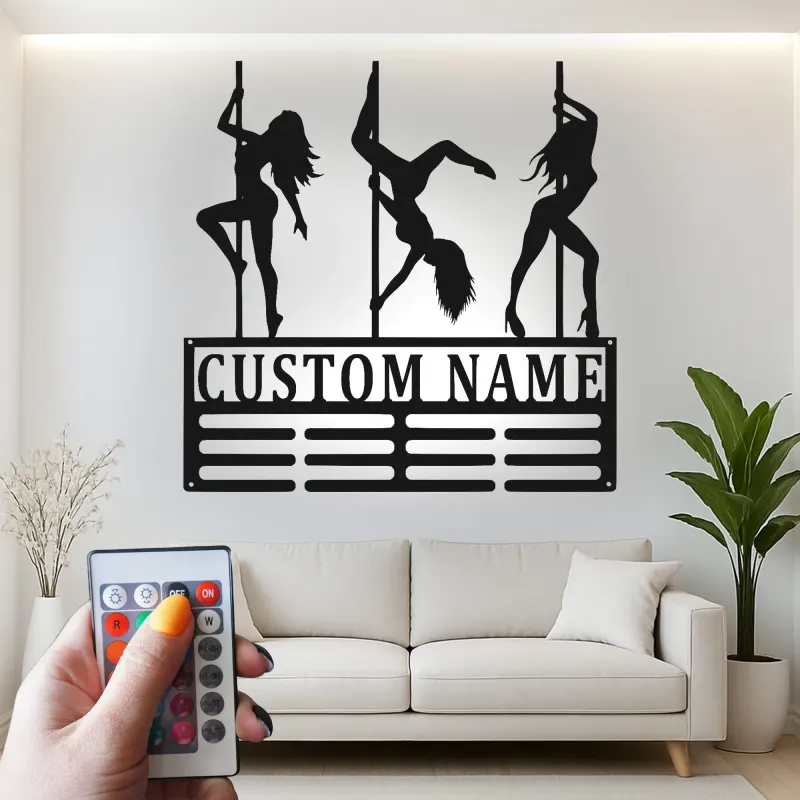 Cartel de Baile en Barra Personalizado | Silueta de Bailarina LED Arte de Pared | Regalo Personalizado para Estudio o Cueva de Hombre