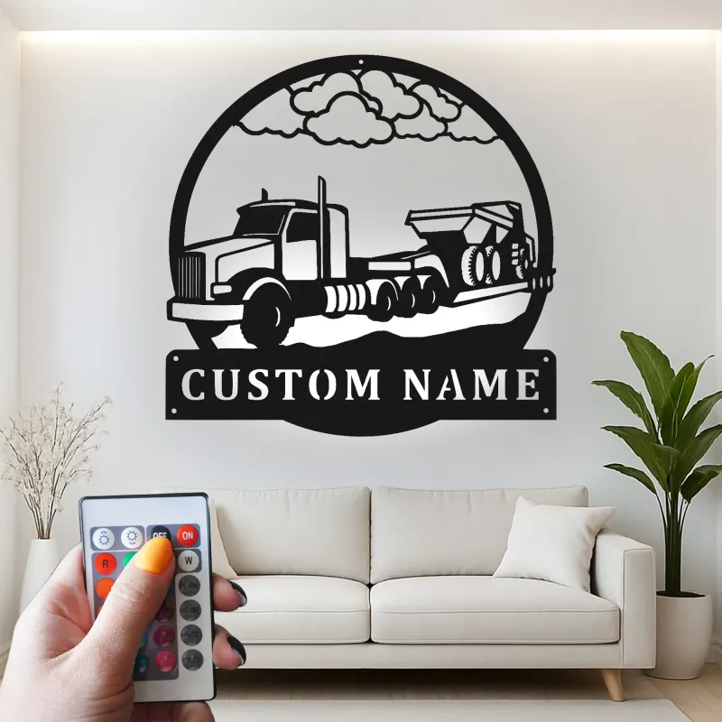 Insegna in metallo LED personalizzata per camion e rimorchio, regalo per camionisti, decorazione per garage o man cave