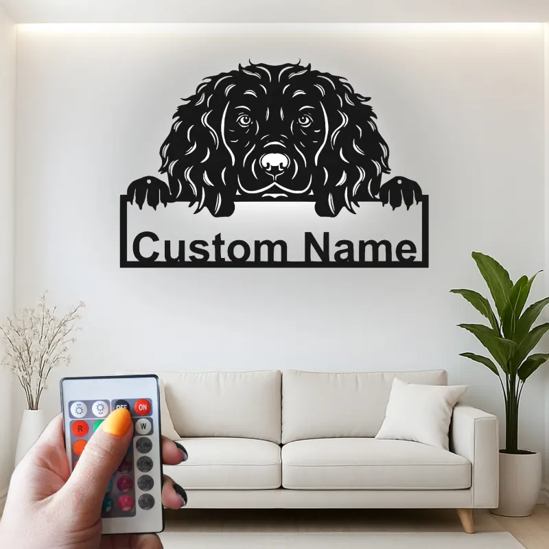 Custom Cocker Spaniel Led Light Metal Wall Art Personalized Dog Lover Gift Living Room Pet Decor
