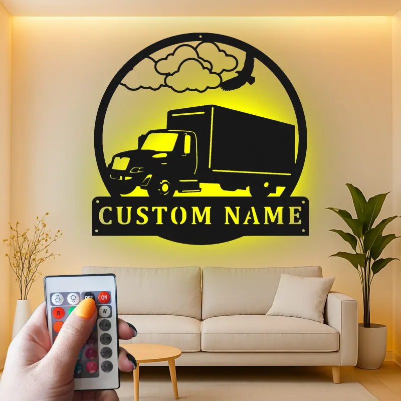 Insegna in metallo LED personalizzata per camion, regalo per camionisti, decorazione per garage per appassionati di camion 1