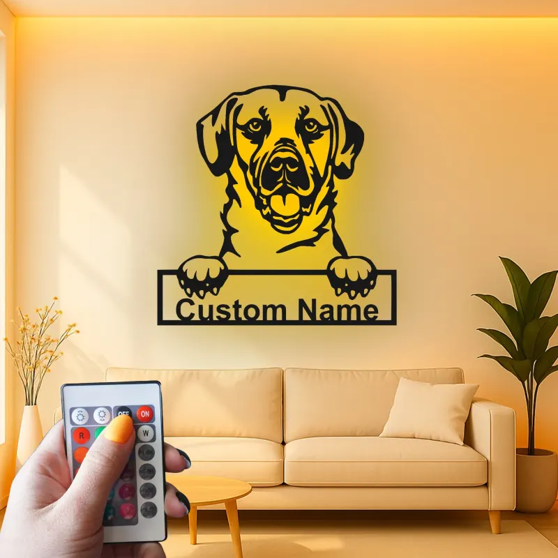 Personalisierte Labrador LED-Licht Metall-Wandkunst für Hundeliebhaber