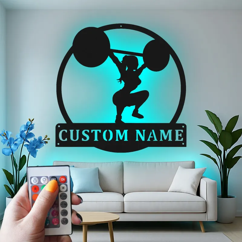 Insegna in metallo LED personalizzata per sollevatori di pesi, regalo decorativo per palestra domestica, insegna da palestra